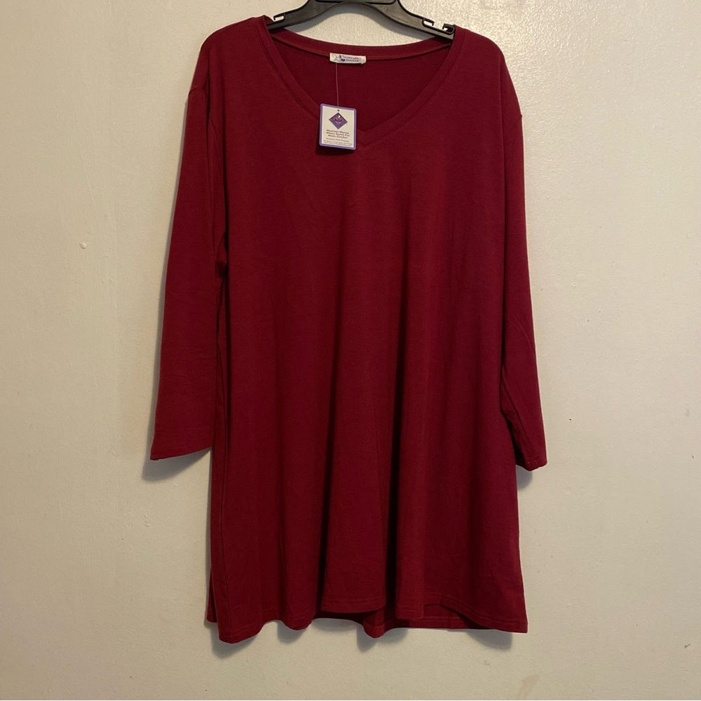 Mountain Mamas Vibrant Red‎ Relaxed 3/4 Sleeve Tunic Dress Women’s Size XXXL New